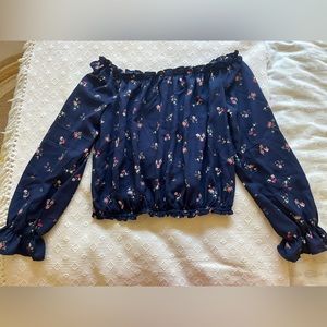 Navy Blue Off-Shoulder Top